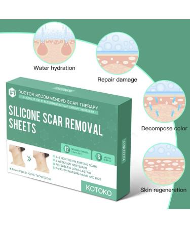 Silicone Scar Sheets - 12 Reusable Patches for Surgery, Burns, C-Section - Soften & Flatten Scars - 6 Month Supply - Buy Online on GoSupps.com