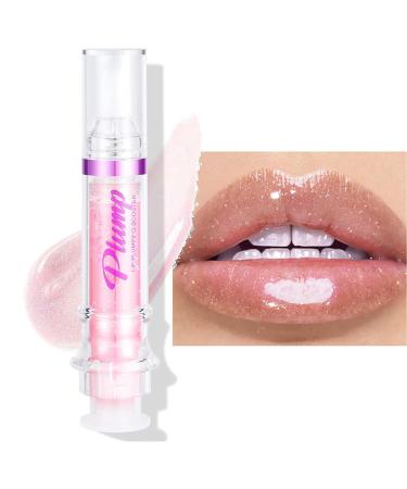 Lip Plumping Lip Gloss Needle Tube Shape Slightly Spicy Lip Glow Oil Transparent Or Shimmer Glass Mirror Glossy Lip Balm Long Lasting Nourishing Lip Care Lipstick Makeup (Color 02)