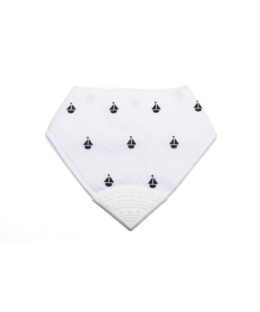 V&D HOME - Baby and Toddler Dribble Bib with Teether | 0-18 month Teething Bibs for Baby and Toddler | 100% BPA & Pthalate Free | Bandana bib with teether Navy White