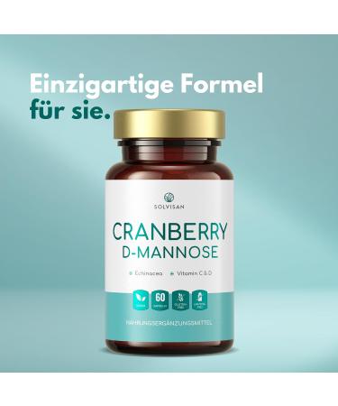 SOLVISAN Cranberry D-Mannose - Unique Echinacea & Vitamin C+D Formula - 60 Capsules for Urinary Health | International Shipping Available - Buy Online on GoSupps.com