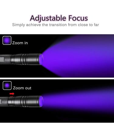 Geekhigh UV Flashlight - LED 395NM Waterproof Black Light for Pet Urine Bed Bugs & Scorpion Detection | Zoomable & IP54 Rated - Buy Online on GoSupps.com