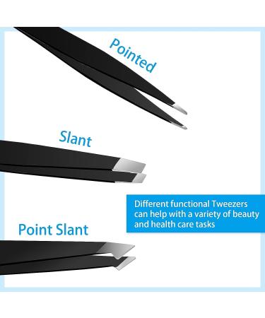 TIESOME 3Pcs Stainless Steel Tweezers Set for Eyebrows - Precision Eyebrow Remover for Women Men - Ideal for Ingrown Hair, Facial Hair, Beard, and Blackhead Removal - Buy Online on GoSupps.com