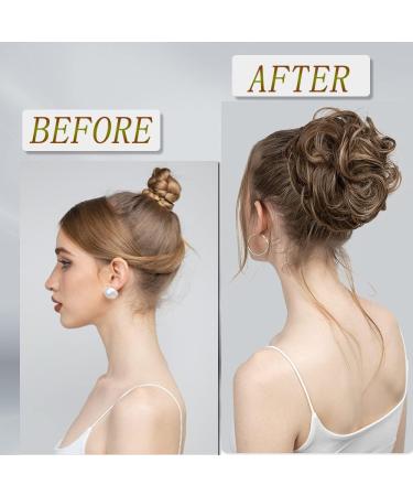 OMGREAT 2PCS Thick Updo Messy Hair Buns Curly Wavy Ponytail Extensions - Ash Blonde Color - Hair Scrunchies for Women and Girls - Buy Online on GoSupps.com