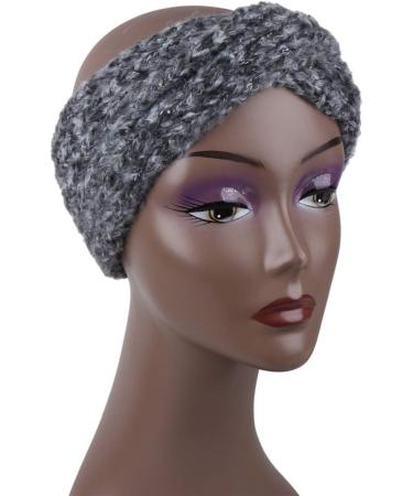 Lurrose Knitting Hair Band Woolen Crossed Headband Wide Rim Headwrap Twist Winter Headwear for Women Girls Black - Buy Online on GoSupps.com
