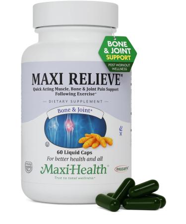 Maxi Health Relieve Joint Support Supplement with Turmeric and Boswellia Serrata Quick-Acting Support After Exercise Vegetarian Non-GMO Bone & Joint Health Supplement for Men & Women 60 Capsules Unflavored 60 Count (Pack