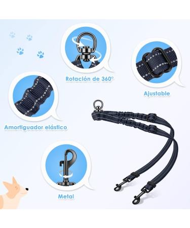 Slowton Adjustable Double Dog Leash for 2 Dogs 360 Rotatable Reflective No Splinters Perfect for Small Dogs (3-9 kg) Blue - Buy Online on GoSupps.com