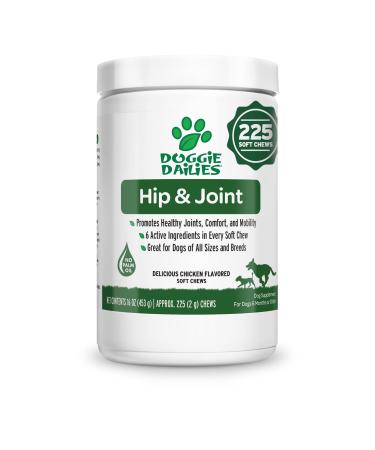 Doggie Dailies Glucosamine for Dogs, Advanced Hip and Joint Supplement for Dogs with Glucosamine, Chondroitin, MSM, Hyaluronic Acid and CoQ10, Premium Dog Glucosamine Chicken - 225 Count