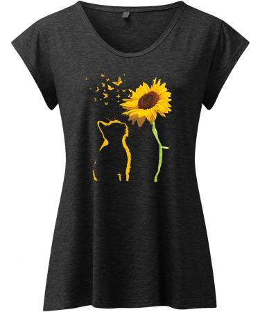 Womens Funny Letter Print Graphic Tee Shirt, Short Sleeve Dressy Casual Top - Black, Size Large - Buy Online on GoSupps.com