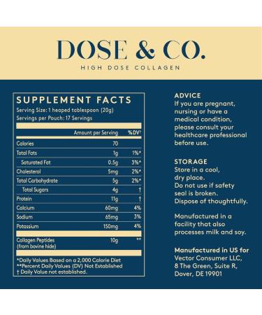 DOSE & CO. Collagen Peptide Creamer Vanilla 12 Oz Supports Healhier Hair Skin & Nails Mixes Easily Type I & III Bovine Collagen for Women & Men Non GMO Preservative & Gluten-Free - Buy Online on GoSupps.com