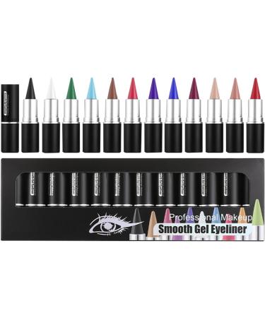 Solid White Eyeliner - Cream Black Lazy 12-Color Cream Eyeshadow Set | Matte Eyeliner Set | Solid White Eyeliner Set | Black Cream Eyeshadow Set - Buy Online on GoSupps.com