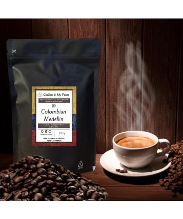 Coffee In My Face - Colombian Medellin Freshly Roasted Whole Coffee Beans | Medium Roast | Single Origin 100% Arabica Coffee Beans (200 grams) Whole Bean - Buy Online on GoSupps.com