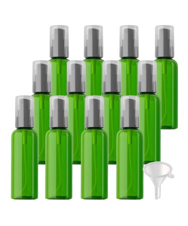 ZEOABSY 12 Pieces 100 ml Green Lotion Bottles with Black Pump 100ml Empty PET Plastic Lotion Pump Bottle Cosmetic Gel Travel Container for Cosmetic Make up Cleaning + 2 x Funnel Green 100ml