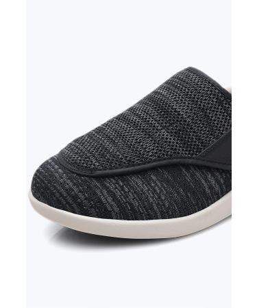 Grigobu Diabetic Shoes for Elderly Men - Wide Adjustable Closure Sneakers for Swollen Feet - Size 11-11.5 Wide Black Grey - Buy Online on GoSupps.com