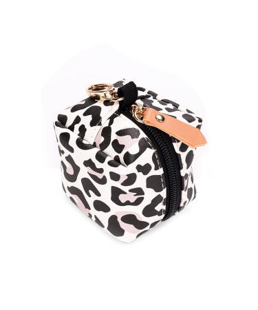 Pratvider pacifier holder case baby pacifier bag with clip - pacifier holder for diaper bag stylish storage container for pacifier for 2 pacifier leopard patterns