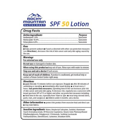 Rocky Mountain Sunscreen SPF 50 Lotion | Reef Safe, Water-Resistant Formula | Broad Spectrum UVA/UVB Protection | Non-Greasy, Fragrance-Free Vegan & Gluten-Free | 6 Fl Oz (Pack of 1) - Buy Online on GoSupps.com