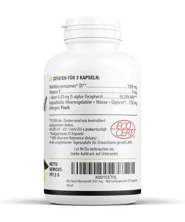 Organic Evening Primrose Oil 503mg - 400 Cold-Pressed Capsules | International Shipping - Buy Online on GoSupps.com