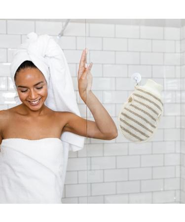 Exfoliating Mitt Body Scrubber Double-Sided Exfoliating Glove Linen Shower Gloves Dual Action Gentle Body Scrub Exfoliator for Skin Cleaning - Buy Online on GoSupps.com