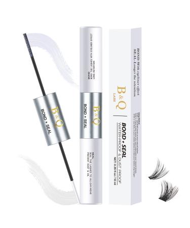 Lash Bond and Seal 10ML B&Q Eyelash Bond and Seal for Lash Clusters Long Lasting Bond and Seal Lash Glue Hold 48-72 Hours Waterproof Cluster Lash Glue Mascara Wand Bond and Seal (Clear 10ML) White Bond and Seal 10 ML
