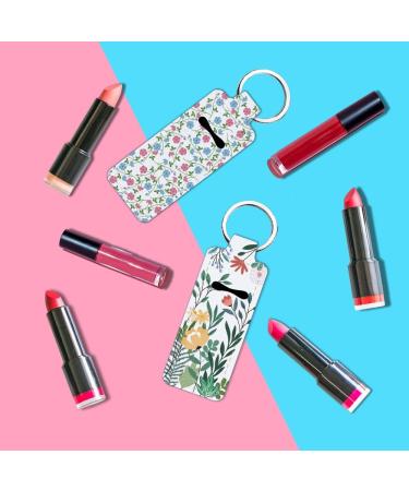 FREEBLOSS 2Pcs Chapstick Holder Keychain - Stylish Lip Balm Sleeve Pouch for Women & Girls - Floral Design - Lightweight Lipstick Holder in Green & White - Buy Online on GoSupps.com