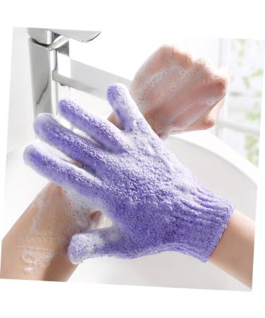 Medium Purple Exfoliating Bath Gloves - Pair Shower Gloves for Deep Cleansing & Scrubbing | Perfect Body Scrub Exfoliator - International Shipping Available - Buy Online on GoSupps.com