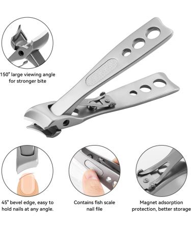 Premium Stainless Steel Ingrown & Thick Nail Clipper with Slant Curved Blade - Heavy Duty Toe Nail Clippers for Men Women - Silver - Buy Online on GoSupps.com