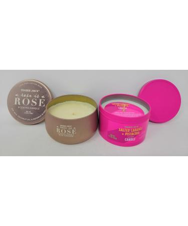 Trader Joe's Rose & Salted Caramel Pistachio Candle Duo | Natural Soy Wax Lead-Free Wick | Shop Internationally - Buy Online on GoSupps.com