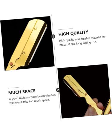 Frcolor Engraved Razor Holder - Rustproof Steel Folding Barber Razor & Eyebrow Trimmer - 14.5x2.5cm - Ideal for Hairdressers & Men - Buy Online on GoSupps.com