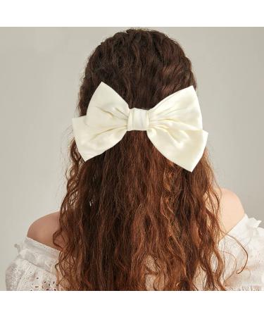 8Pcs Big Bow Hair Clips Set - Solid Color Large Hair Bow Pins for Women & Girls | French Barrettes with Long Satin Ribbon | Hair Accessories for Lolita Party | Mother's Day Gift - Buy Online on GoSupps.com