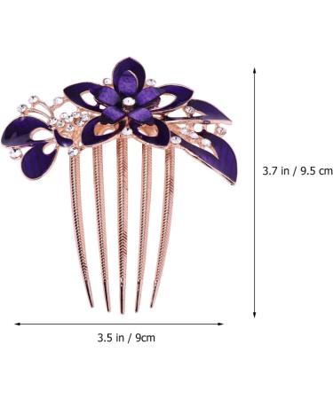Lurrose Flower Bride Hair Side Comb Rhinestone Bridal Comb Barrette Wedding Hair Accessory for Women (Purple) - Buy Online on GoSupps.com