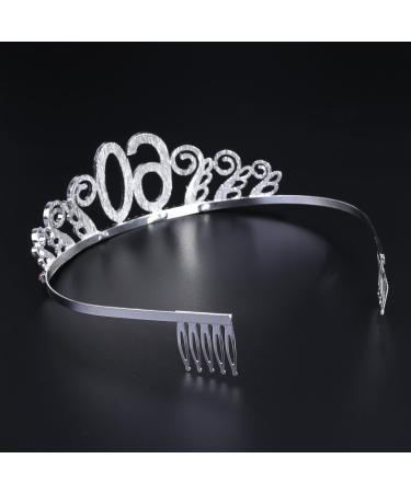 Frcolor 60th Birthday Tiara Crystal Rhinestone Women 60th Birthday Crown with Combs Silver Red - Buy Online on GoSupps.com