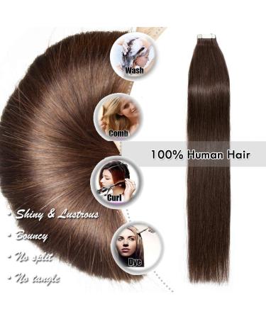 Elailite 20PCS Invisible Tape Extensions | Real Remy Human Hair | 40cm #04 Mittles Braun | Long-lasting Natural Look - Buy Online on GoSupps.com