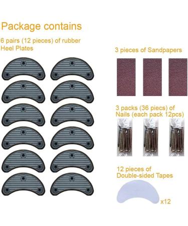 Unikstep Shoe Heel Plate Tap Kit - 6 Pairs Shoe Heel Repair Rubber Patches - Buy Online on GoSupps.com