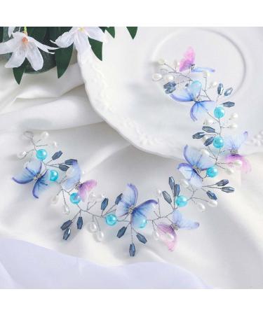 IYOU Flower Girl Headband Butterfly Blue Headpiece Princess Communion Wedding Hair Accessories for Girls - Buy Online on GoSupps.com