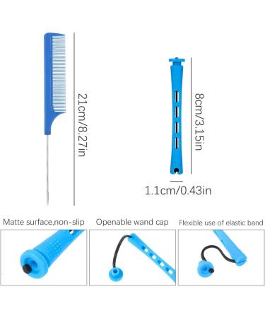 48 PCS Hair Perm Curlers Hair Perm Rods Hair Rollers Plastic Perming Rods with Steel Pintail Comb Cold Wave Rods for Salon Home Hairdressing Styling Tools (Blue) - Buy Online on GoSupps.com