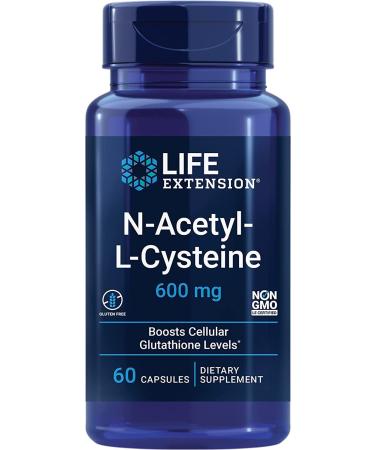 Life Extension N-Acetyl-Cysteine (NAC) 600mg Depot 1 Capsule Every 3 Days 60 Vegan Capsules Laboratory Tested Vegetarian Gluten-Free SOYA-Free Non-GMO