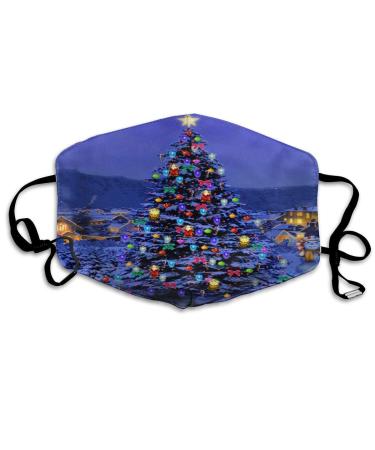 Breathable premium facial protection cover Merry Christmas tree snowman.