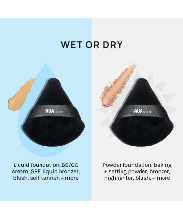 AOA Studio Velvet Puffs Makeup Sponge Set - 6 Velour Blenders for Loose Powder & Foundation - Beauty Tools (Black/Peach) - International Shipping Available - Buy Online on GoSupps.com
