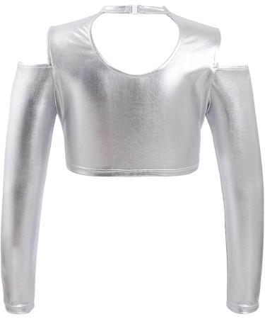 Loloda Kids Girls Metallic Athletic Crop Tank Top | Long Sleeve Stretch T-Shirt | Dancewear | 14 Years - Buy Online on GoSupps.com