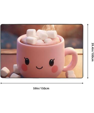 Flannel Carpet Cute Marshmallow Hot Chocolate Pattern 60 x 39 in Non-Slip Durable Suitable for Living Room and Office Bedroom - Buy Online on GoSupps.com