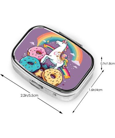 Unicorn Doughnut Rainbow 2 Compartment Pill Case | Cute Travel Pill Organizer for Pocket & Purse Gifts - Buy Online on GoSupps.com