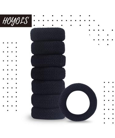 Hoyols Large Thick Hair Ties - Black Seamless Cotton Stretch Ponytail Holders for Women/Men - 7 Count - Buy Online on GoSupps.com