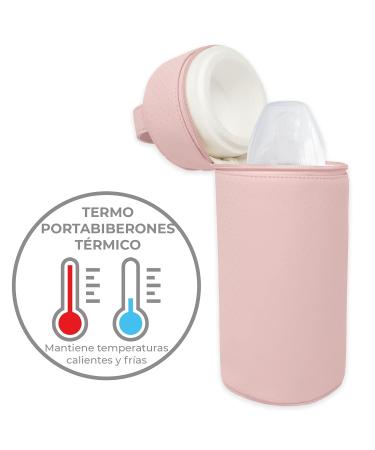 Duffi Baby Thermal Bottle Holder - Isothermal Synthetic Leather Bag for Bottles | Easy Clean Pink Circles - International Shipping - Buy Online on GoSupps.com