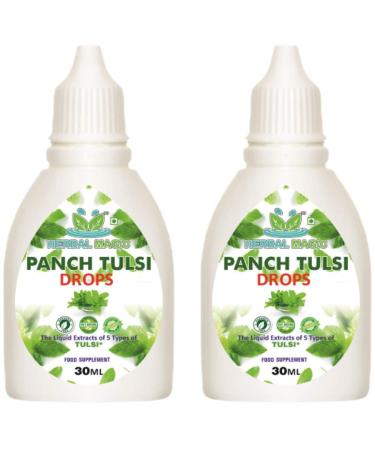 Herbal Magic's Pure and Natural Panch Tulsi Drops-Extract of Five Types of Holy Basil - Shyam Tulsi Shwet Sursa Tulsi Nimbu Tulsi Van Tulsi-Most Revered in Ayurveda-Liquid/Drops 30ml (Pack of 2) 30.00 ml (Pack of 2)