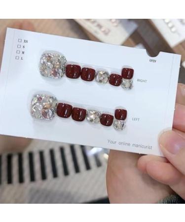Artificial Toenail | Glitter Stick On Toe Tails Manicure Art Glossy Fake Toe Nails Sparkling Cat's Eye Toenail for Summer for Women Girls - Buy Online on GoSupps.com