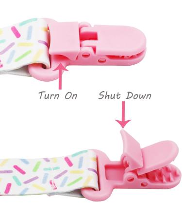 FenFang Baby Dummy Clips 5 PCS - Pink Pacifier Holder Straps for Boys and Girls | Teething Soother Chain Clips - Unisex Neutral Design - Buy Online on GoSupps.com