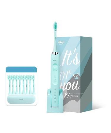 BAIR X1 Electric Toothbrush Set 2 Sets Sonic Rechargeable Soft Vibration Automatic Toothbrush (32-33 34-35 36-37 38-39 40-41 42-43 44-45 46-47 : Qin Xin LAN)