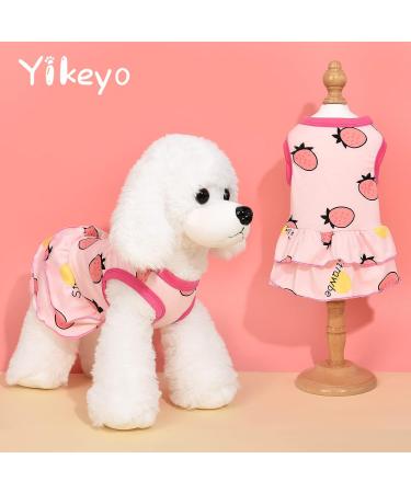 Yikeyo Small Dog Girl Dress Fruit Pattern Tutu Skirt Summer Clothes for Pet Puppy Cat Apparel 2 Pieces (Large(8.8lb-14.3lb)  Strawberry + Pear) Large(8.8lb-14.3lb) Strawberry + Pear - Buy Online on GoSupps.com