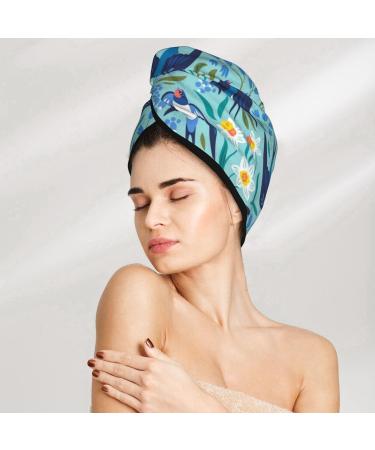 Soft Microfiber Hair Towel Wrap for Women | Flying Swallows & Spring Flowers | Quick Dry Super Absorbent | Ideal for Long Curly Short & Thick Hair - Buy Online on GoSupps.com