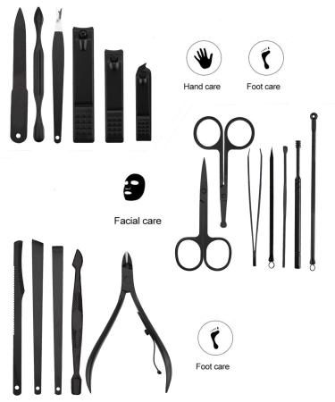 Professional Stainless Steel Manicure Set for Ingrown Toenail Clipper Grooming - Pedicure Kit with Toe Nail Cutter and Cuticle Trimmer (Black&Red 18 In 1) - Buy Online on GoSupps.com