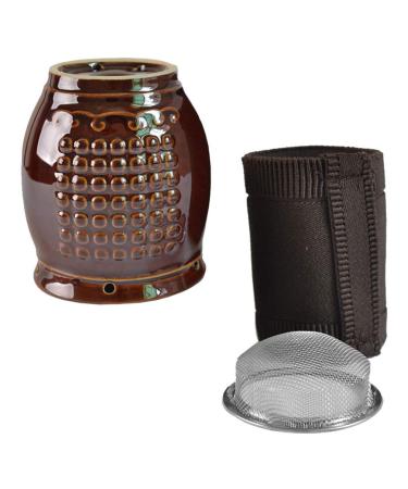 FARUTA 1 Set Cloth Cover Ceramic Moxibustion Pot Manual Moxa Massage Pot Moxa Burner Moxibustion Can